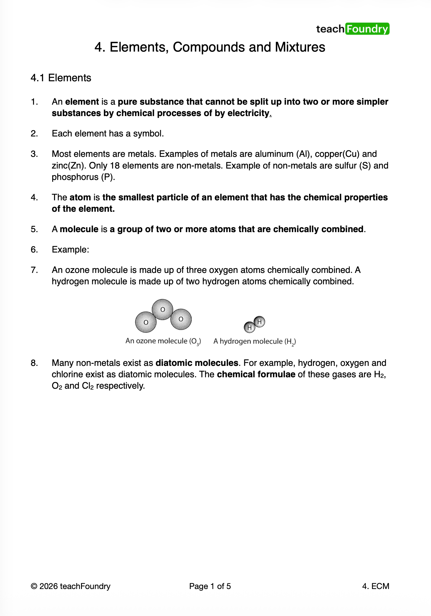4. Elements, Compounds and Mixtures