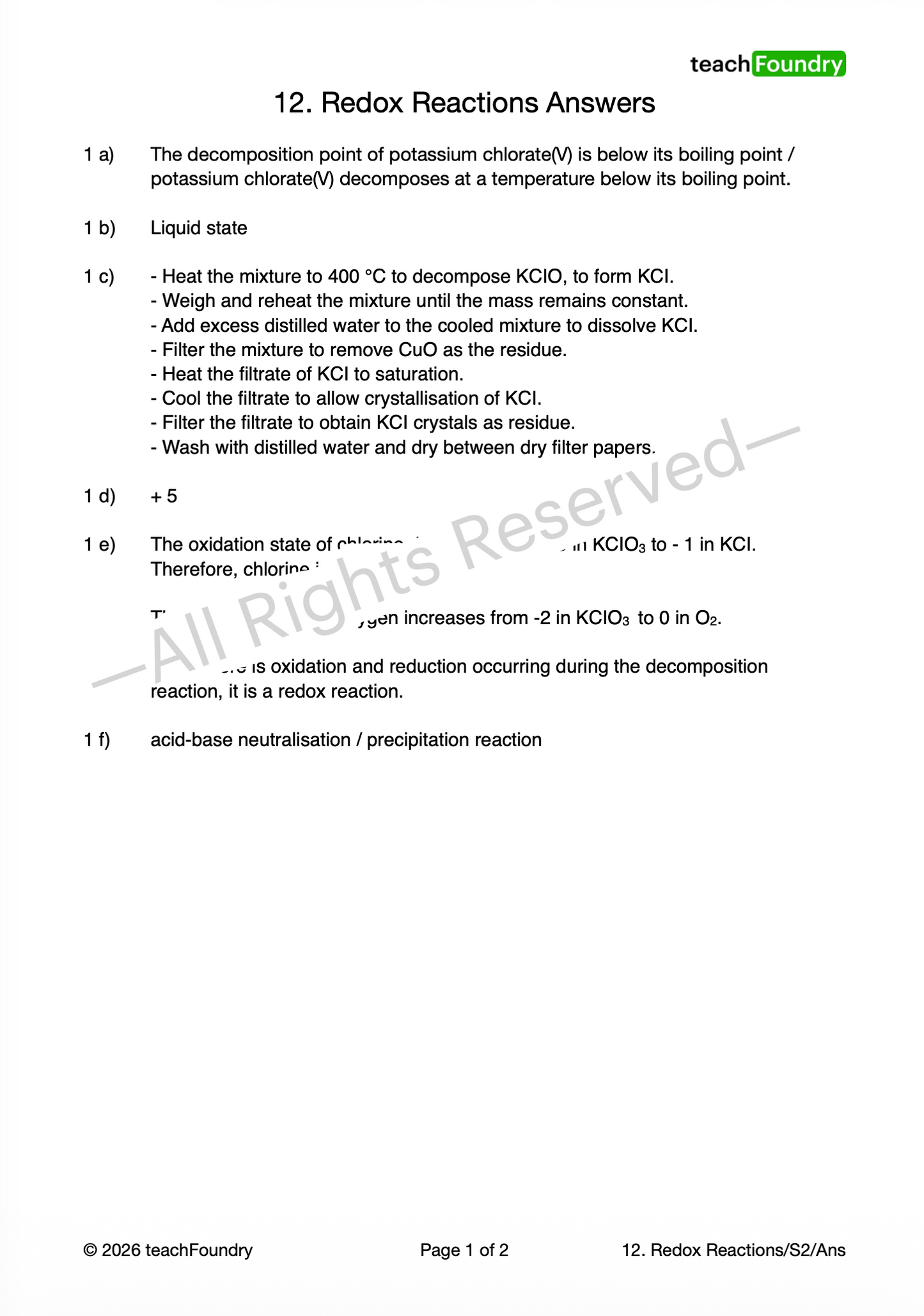 12. Redox Reactions