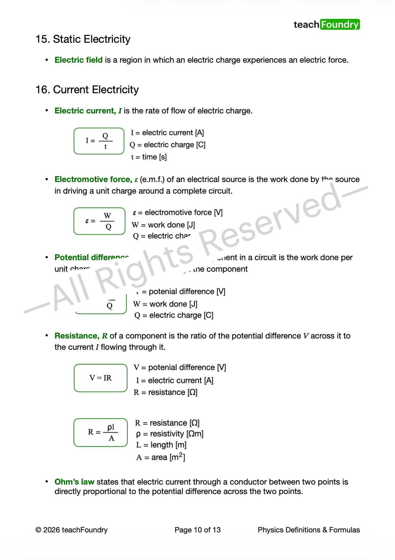 Physics Complete Revision Notes & Worksheets Bundle