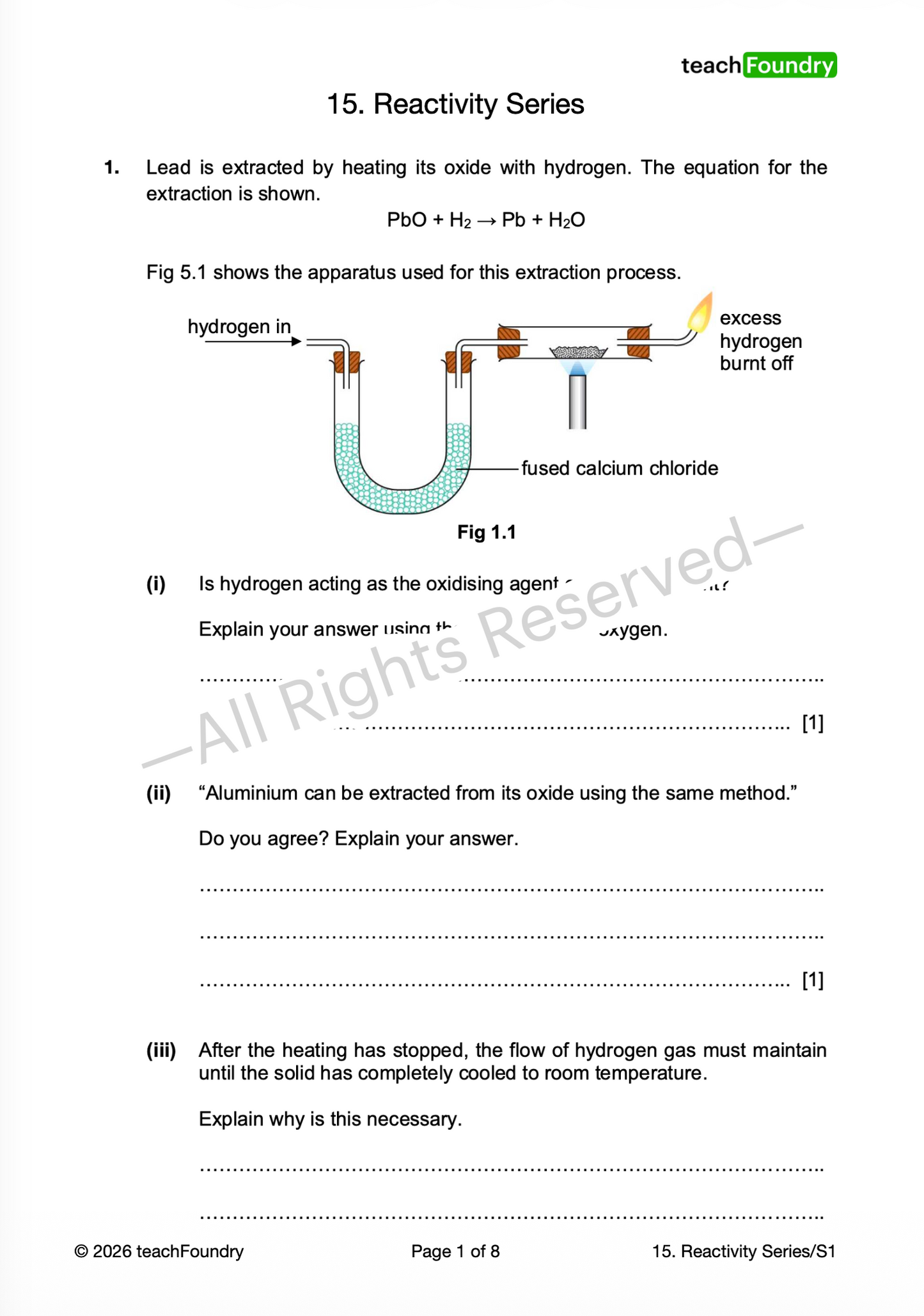 15. Reactivity Series