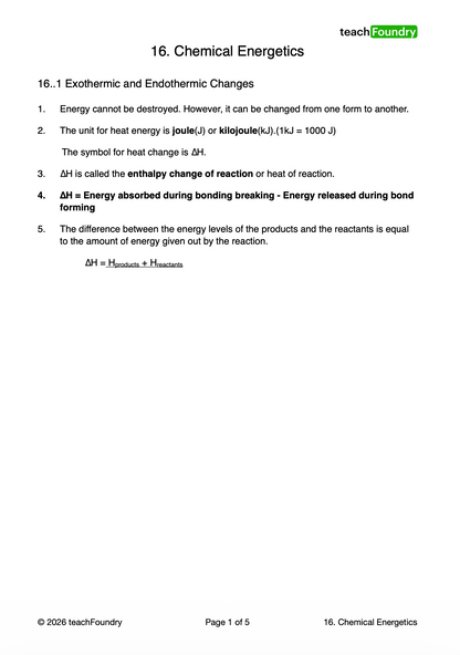 16. Chemical Energetics