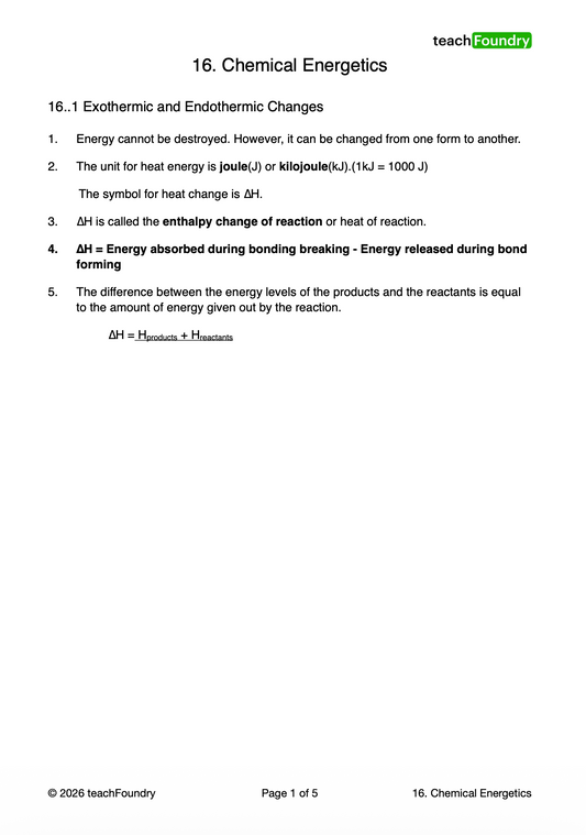 16. Chemical Energetics