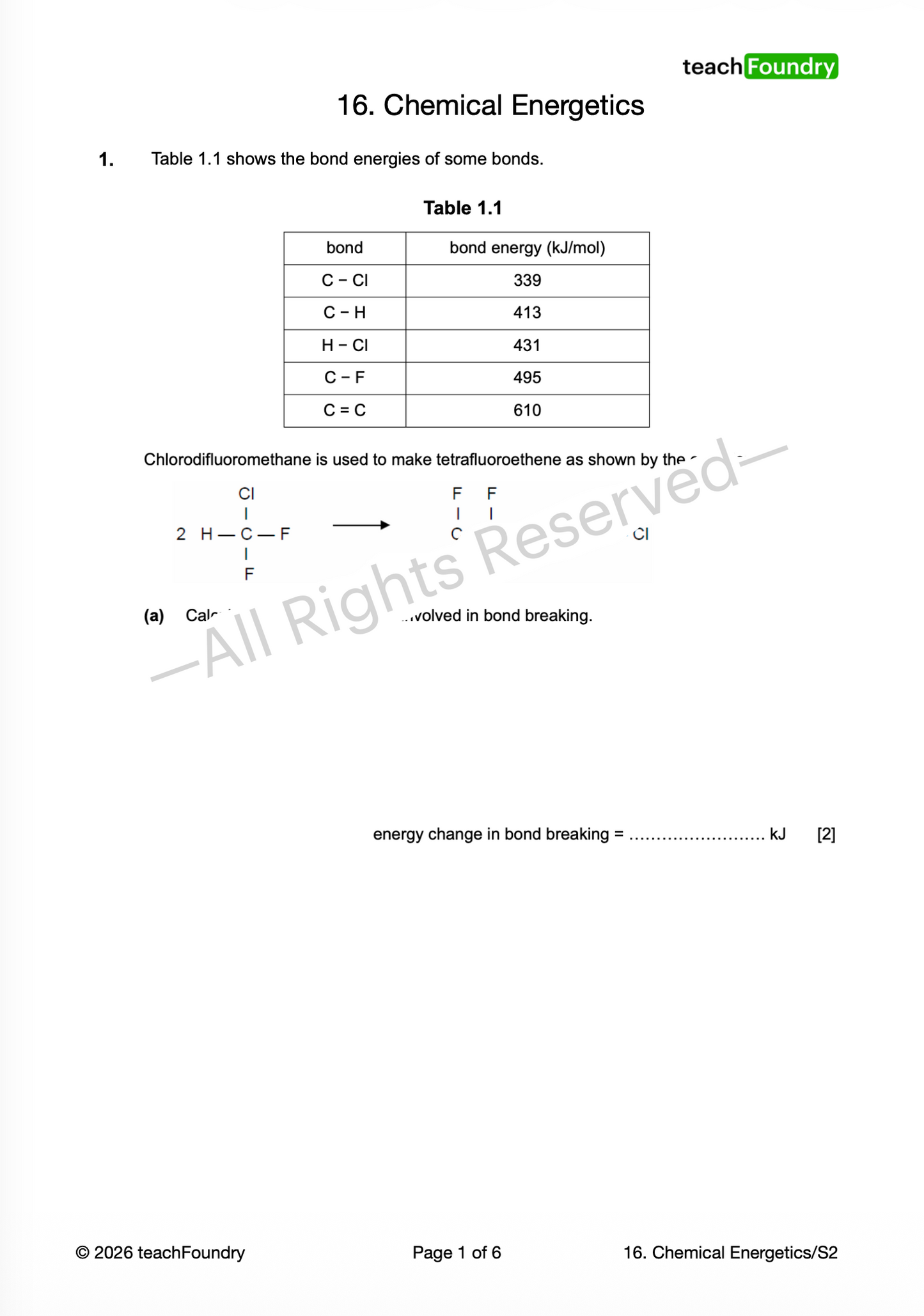 16. Chemical Energetics