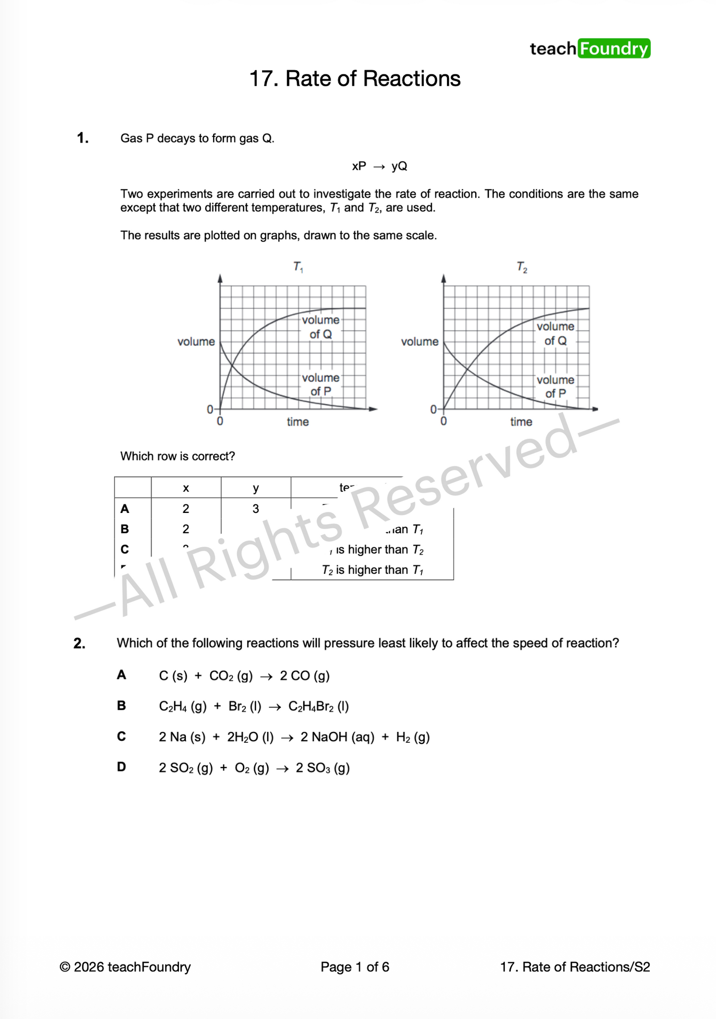 17. Rate of reactions