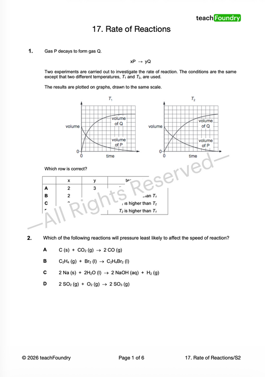 17. Rate of reactions