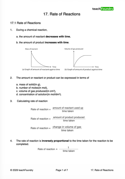 17. Rate of reactions