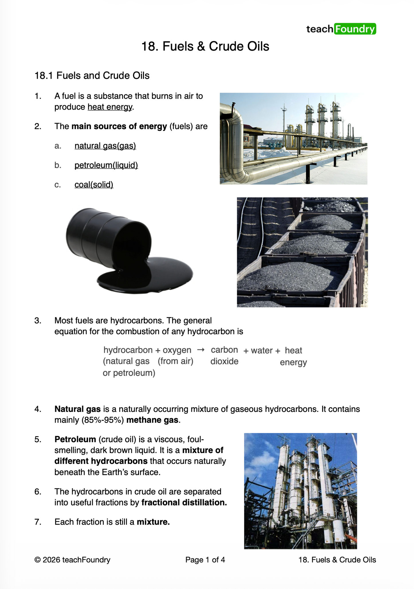 18. Organic Chemistry(Fuels, Hydrocarbons, Alcohols, Carboxylic Acids and Polymers)
