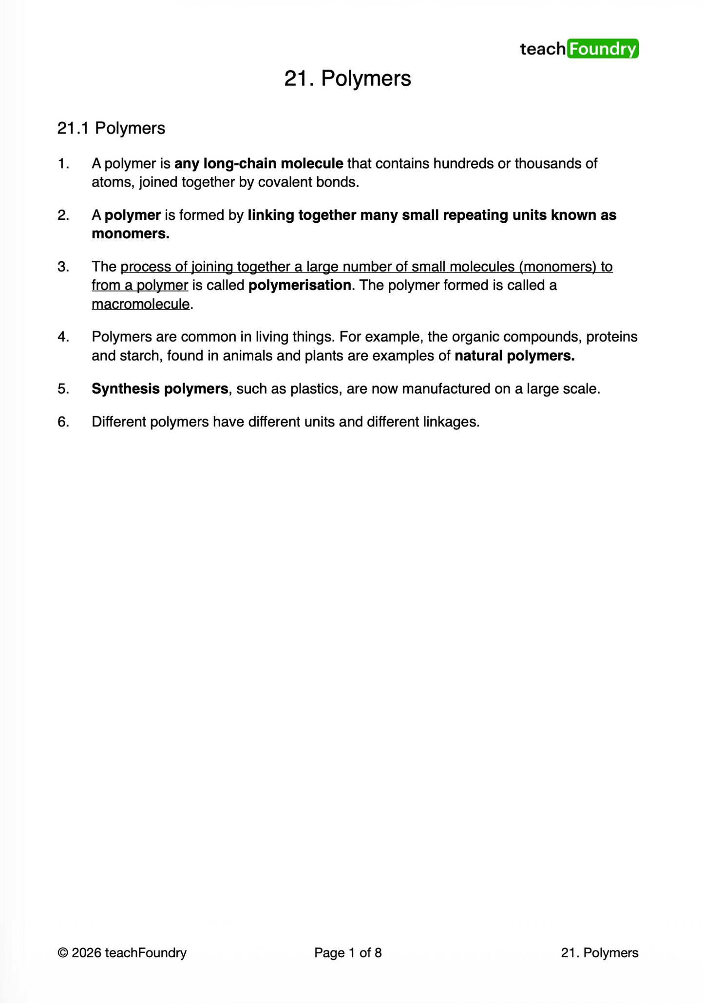 18. Organic Chemistry(Fuels, Hydrocarbons, Alcohols, Carboxylic Acids and Polymers)