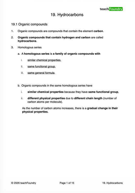 18. Organic Chemistry(Fuels, Hydrocarbons, Alcohols, Carboxylic Acids and Polymers)