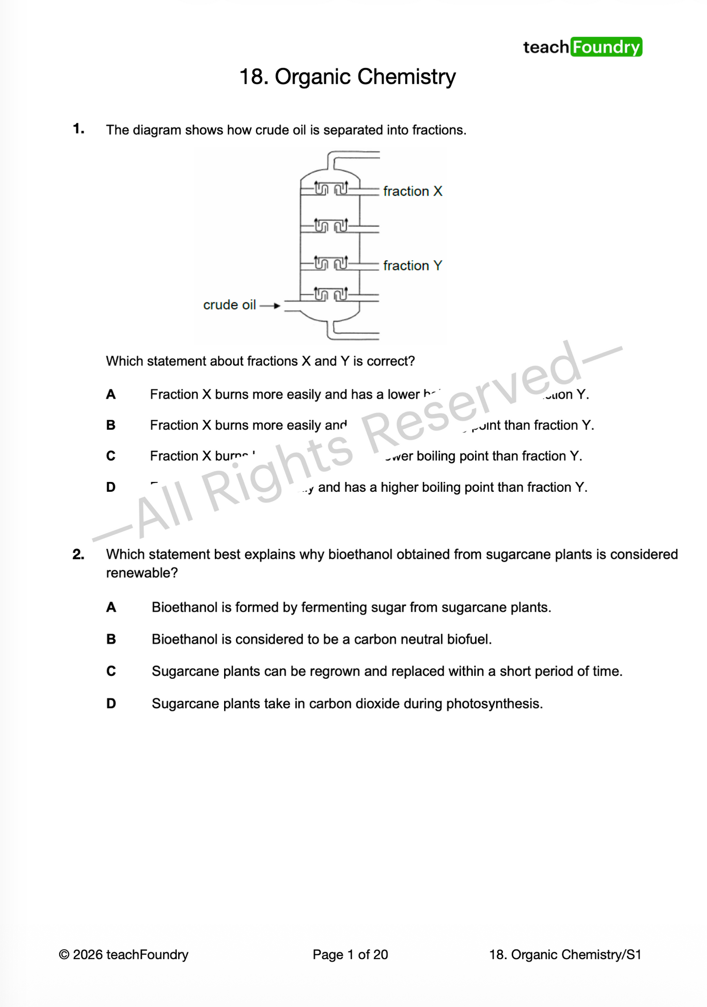18. Organic Chemistry(Fuels, Hydrocarbons, Alcohols, Carboxylic Acids and Polymers)