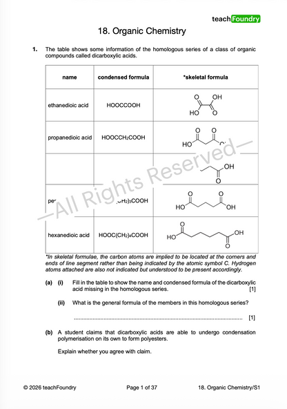 18. Organic Chemistry(Fuels, Hydrocarbons, Alcohols, Carboxylic Acids and Polymers)