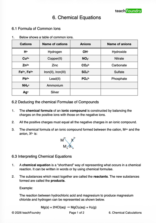6. Chemcial Equations