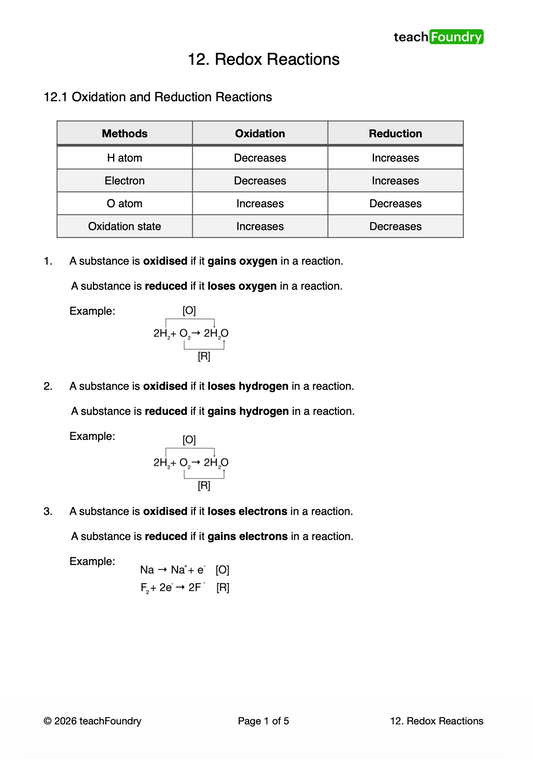 12. Redox Reactions