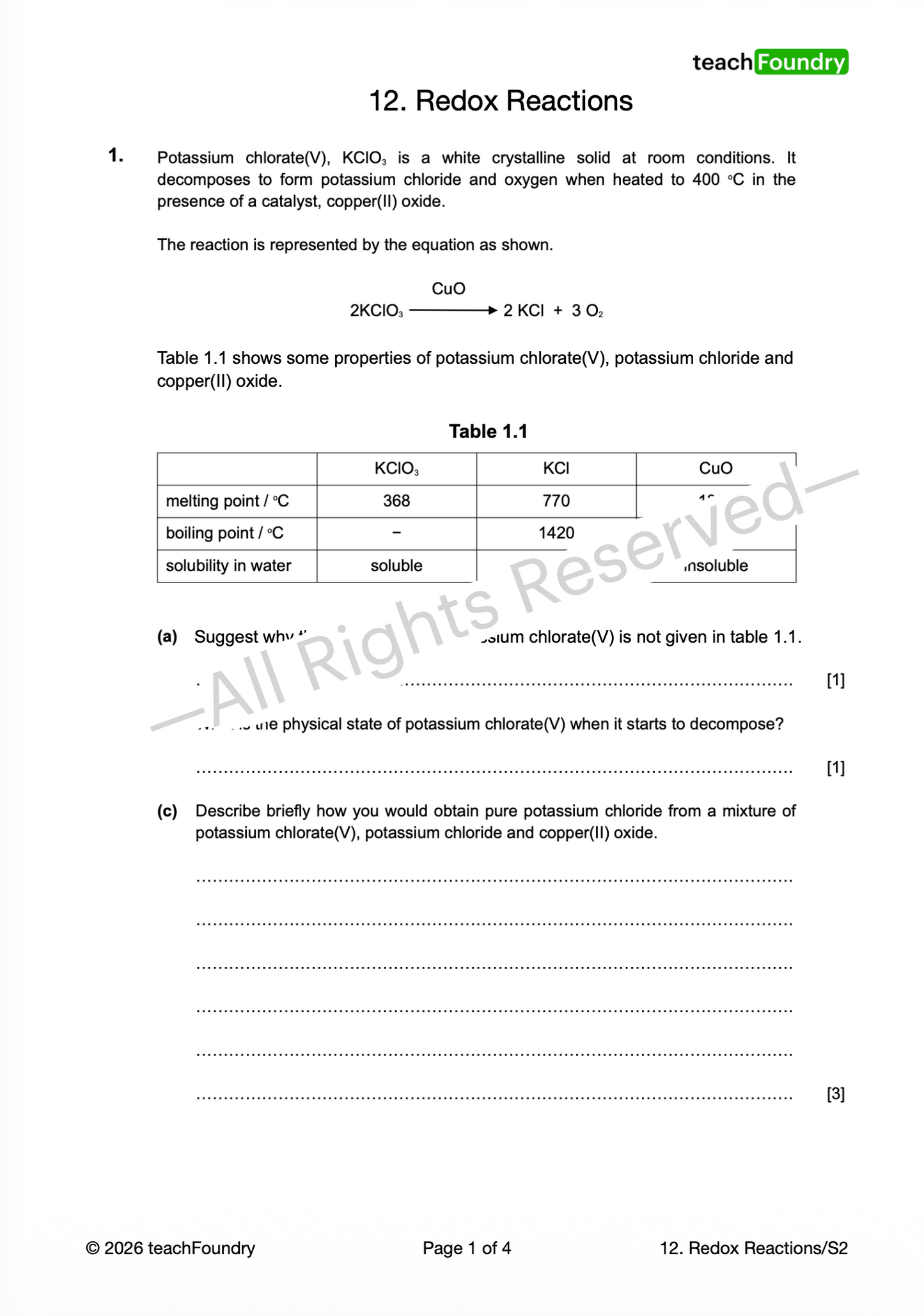 12. Redox Reactions