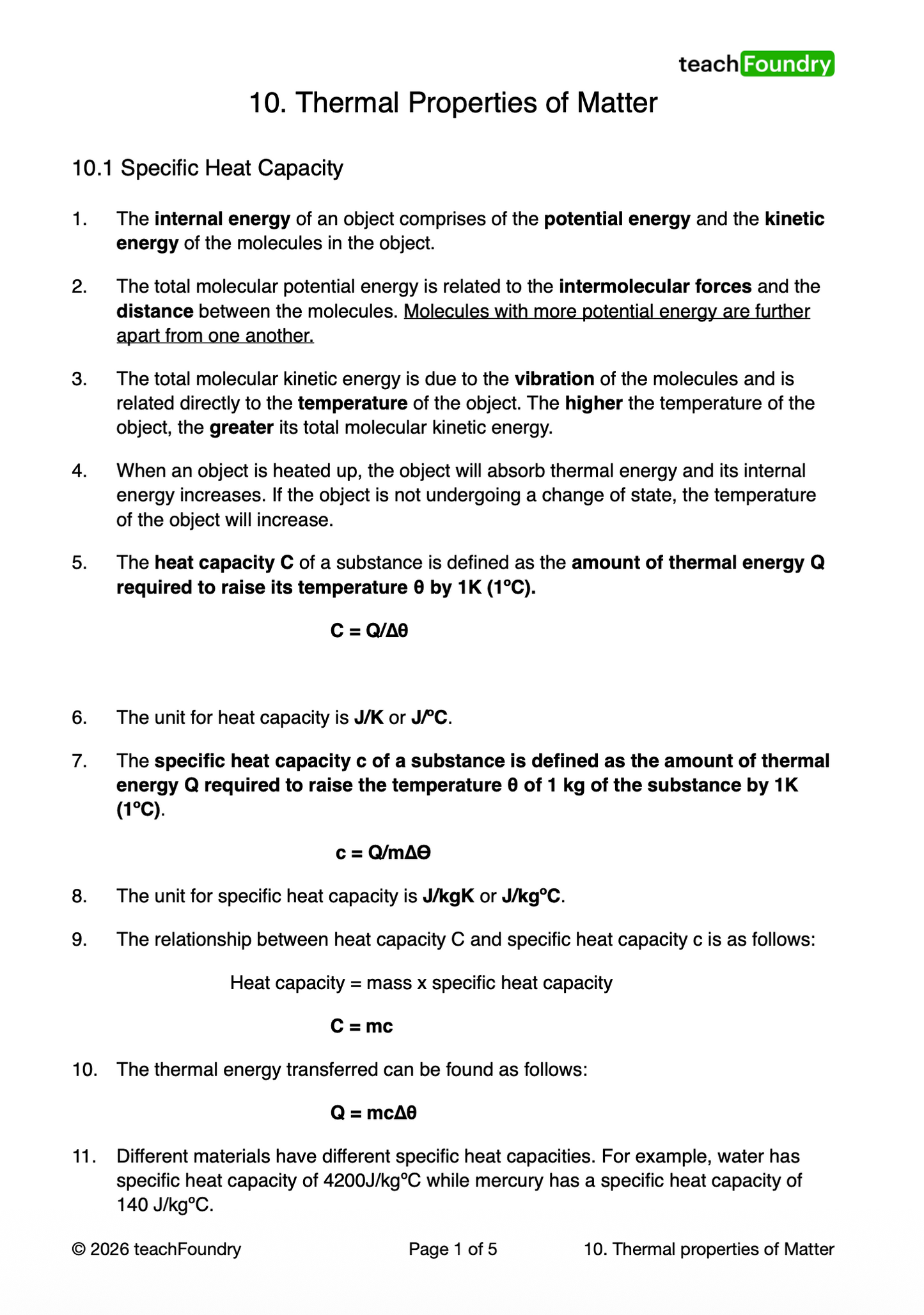 10. Thermal Properties of Matter