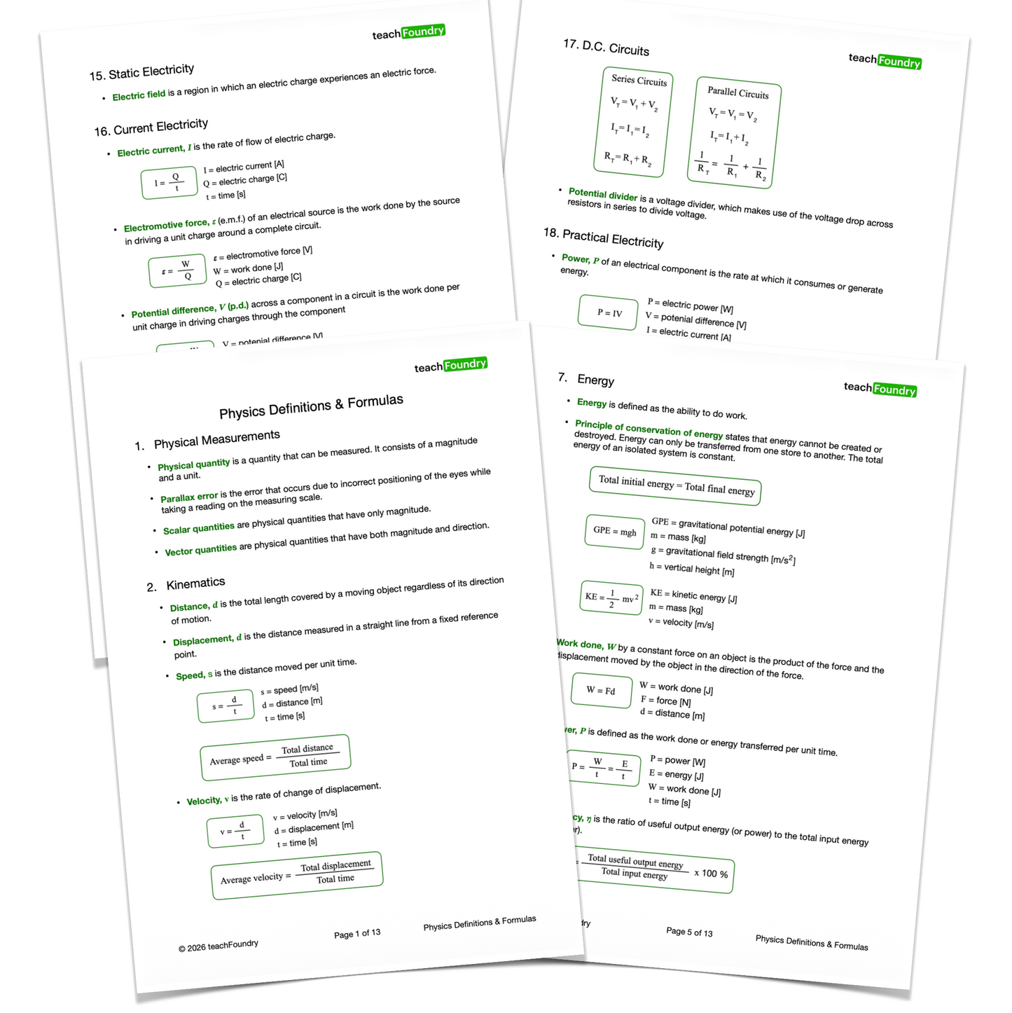 Physics Complete Revision Notes Bundle