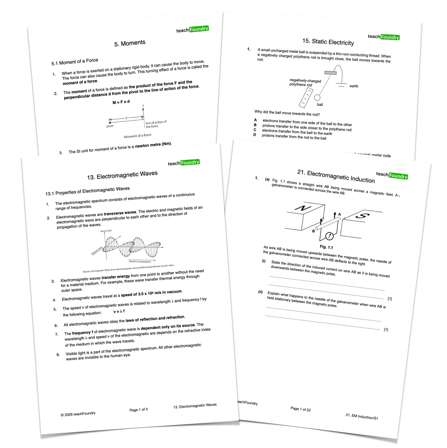 Physics Complete Revision Notes & Worksheets Bundle