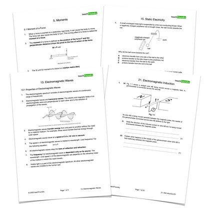Physics Complete Revision Notes & Worksheets Bundle