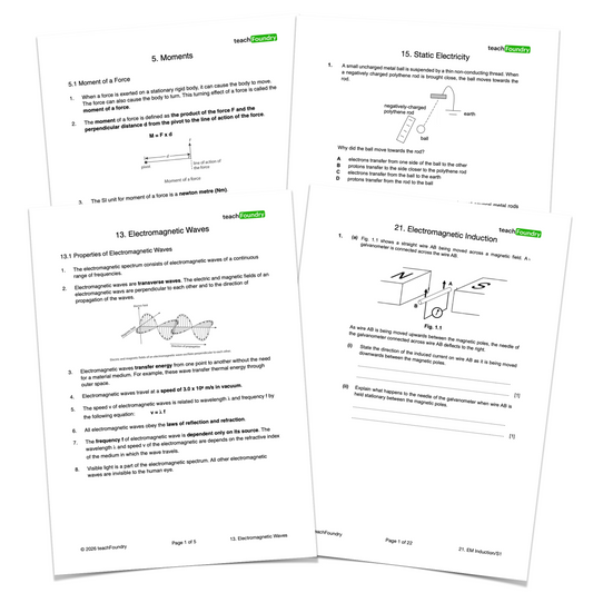 Physics Complete Revision Notes & Worksheets Bundle