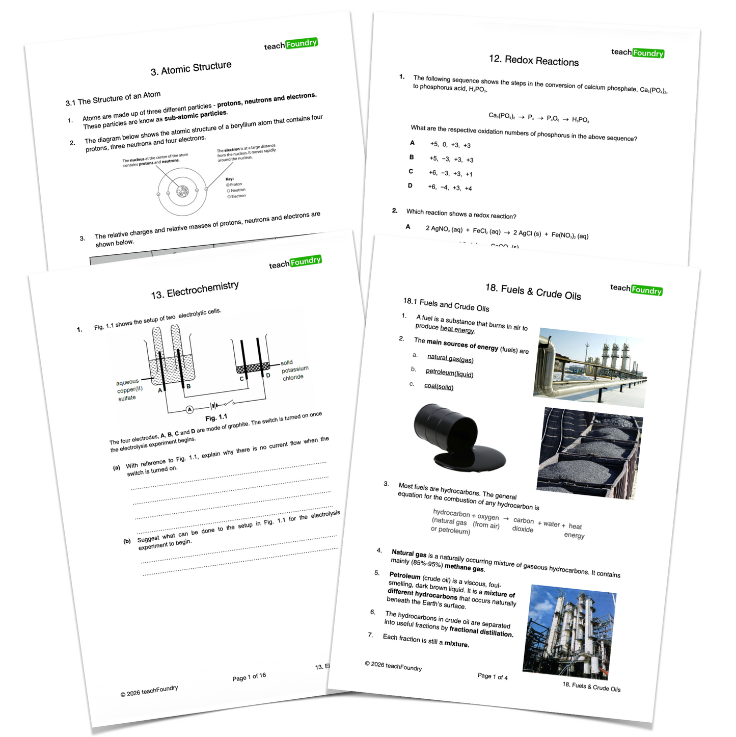 Chemistry Complete Revision Notes & Worksheets Bundle