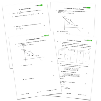 Additional Mathematics Revision Worksheets Bundle