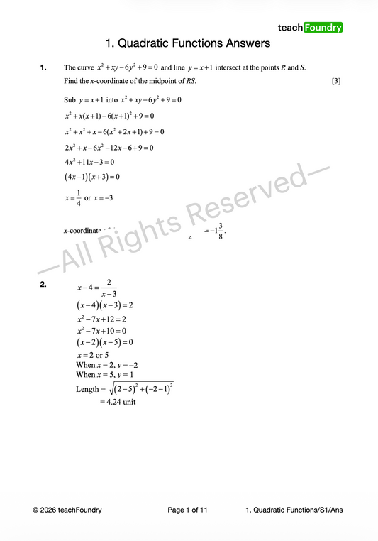1. Quadratic Functions