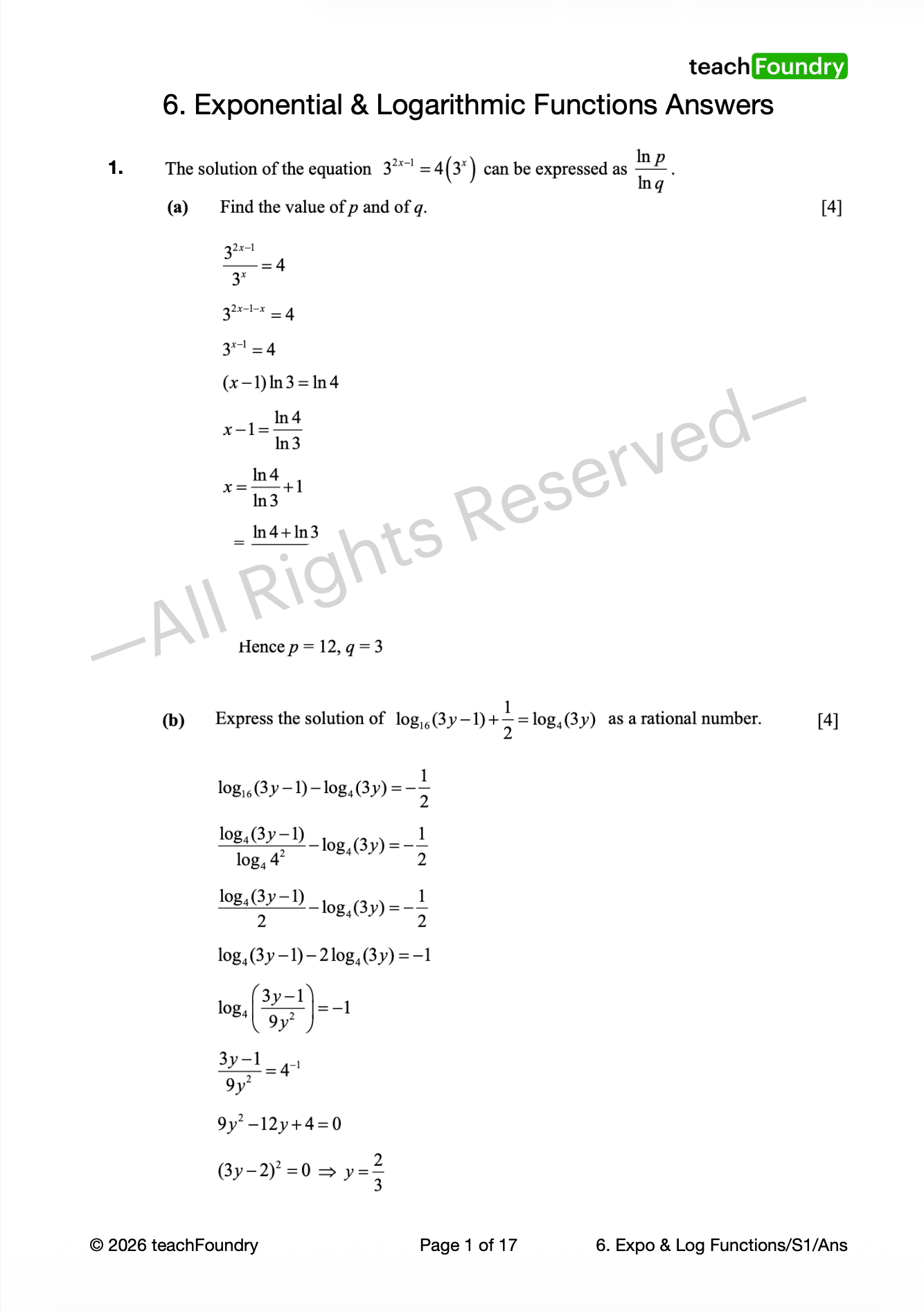 6. Exponential & Logarithmic Functions