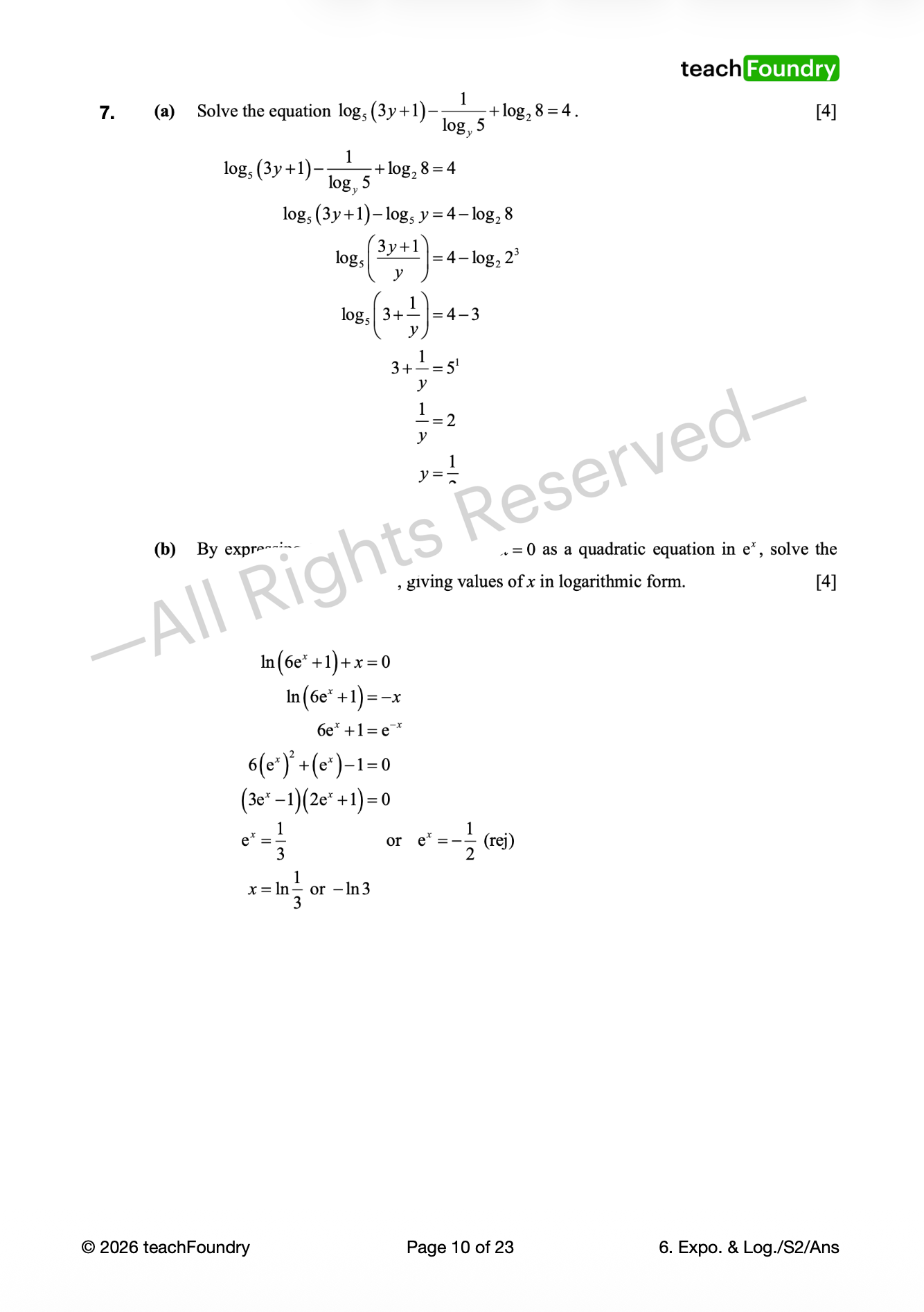 6. Exponential & Logarithmic Functions