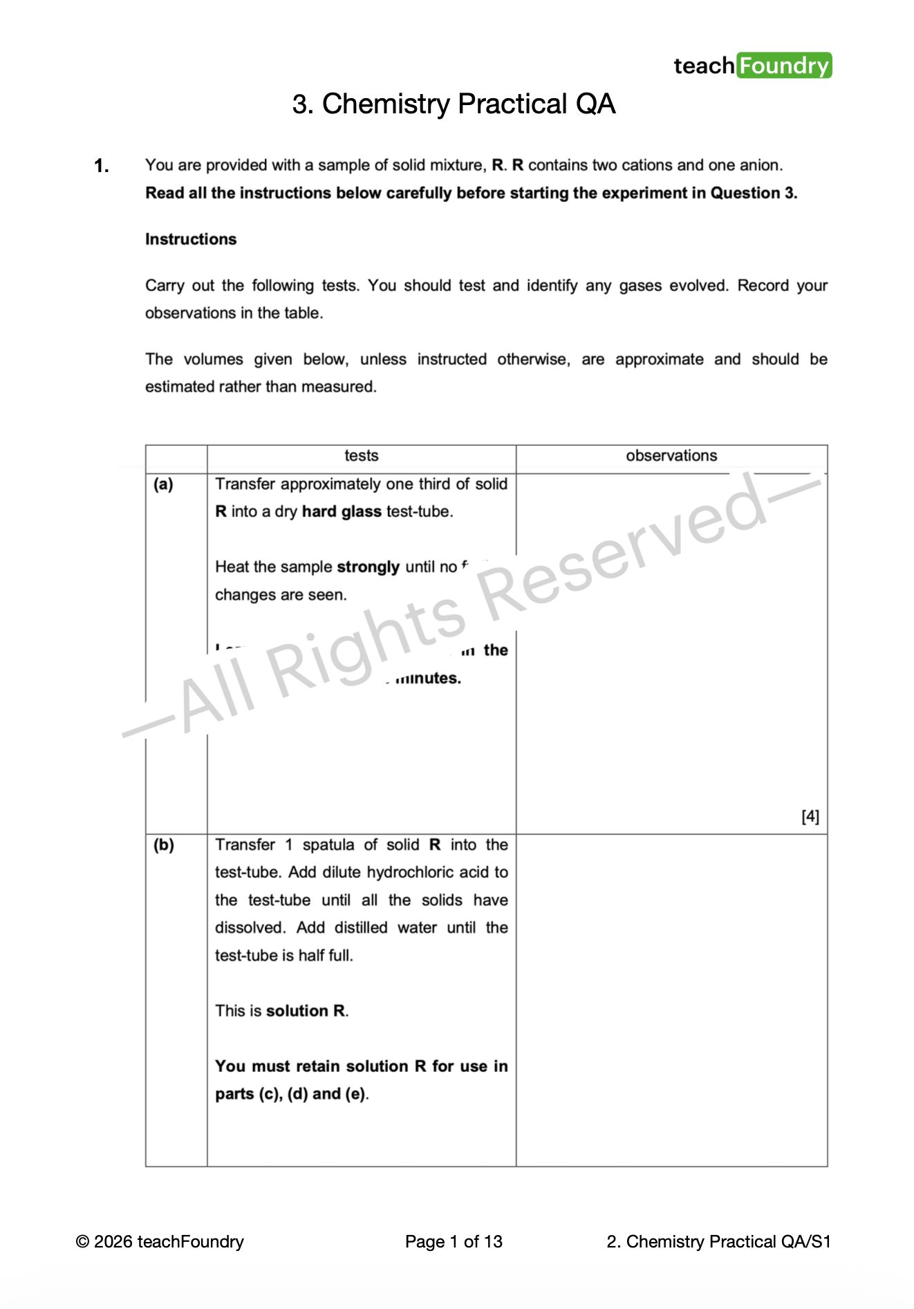 Chemistry Practical Complete Revision Worksheets Bundle