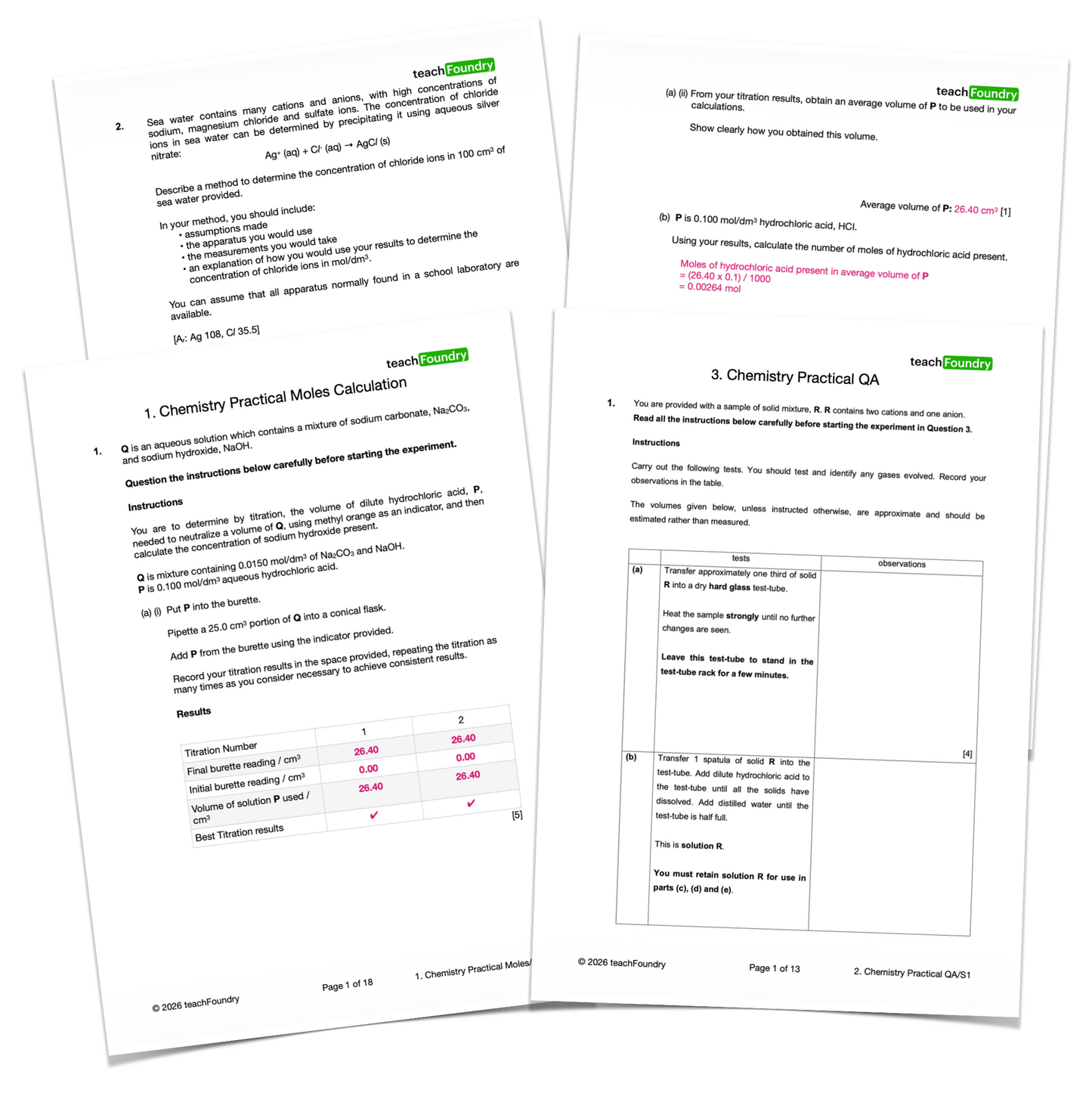 Chemistry Practical Complete Revision Worksheets Bundle