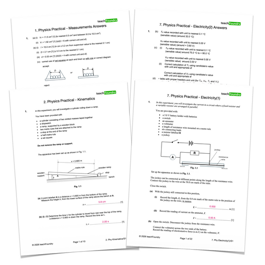 PHYSICS Practical Complete Revision Worksheets Bundle